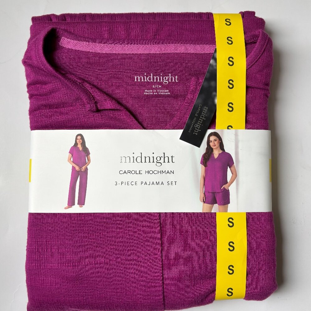 New Carole Hochman Midnight Women 3-piece Pajama Set, Small